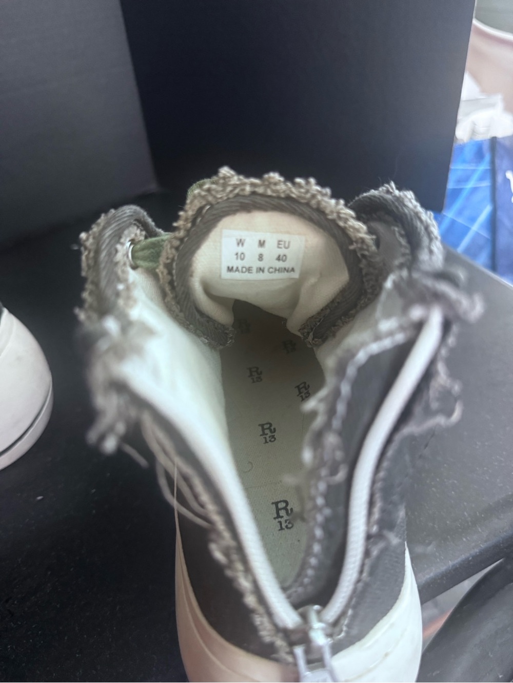 R13 Black High-Top Sneaker with Cream Platform - Size 10 - Picture 8 of 8